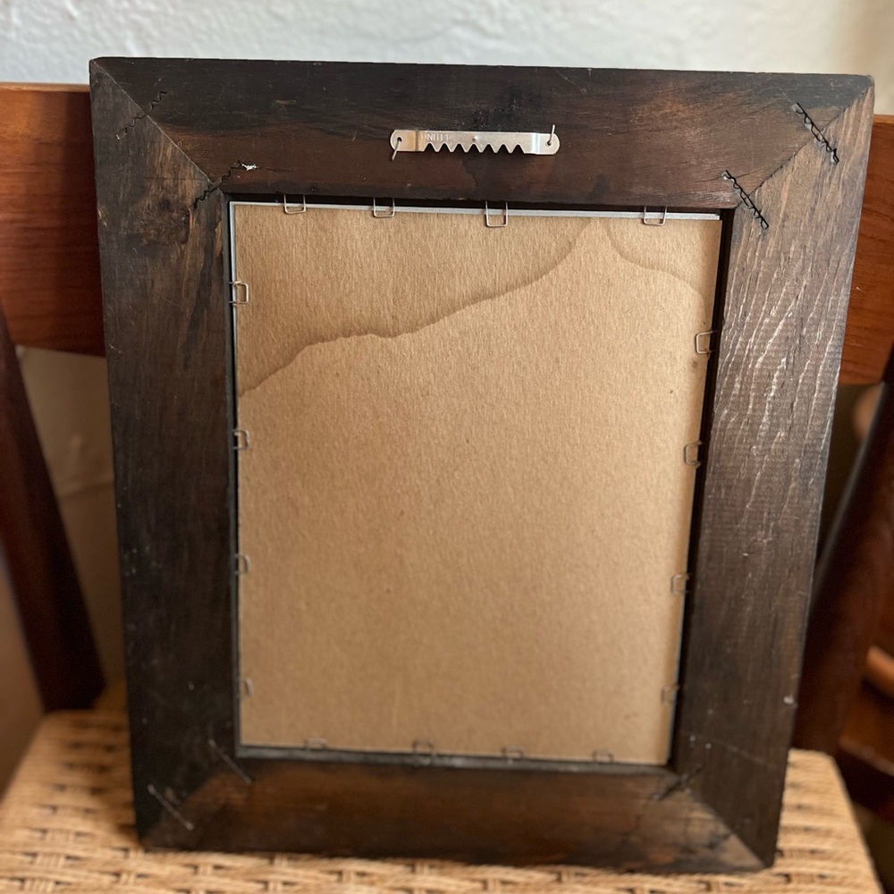 Handmade Stained Glass Style Judaica Art – “Chai” Symbol – Rustic Wood Frame - Picture 5 of 6